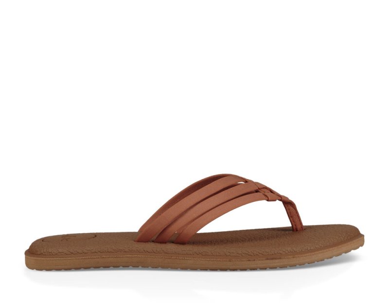 Sanuk Womens Yoga Salty Brown Flip Flops | QZROMF106